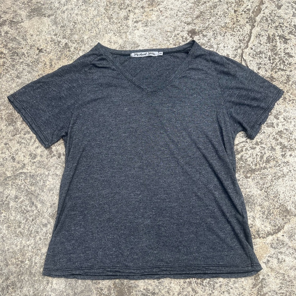 Michael Stars Gray Jersey Short Sleeve V-Neck Tee